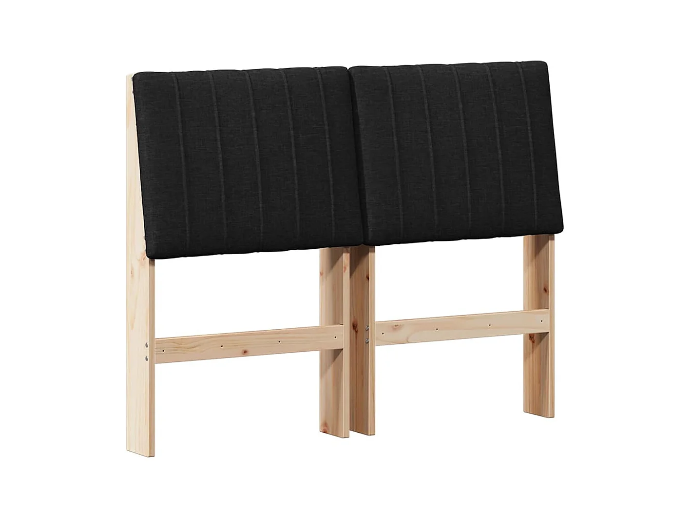 Cabeceira estofada Preto 120 cm Madeira de Pinheiro Sólida