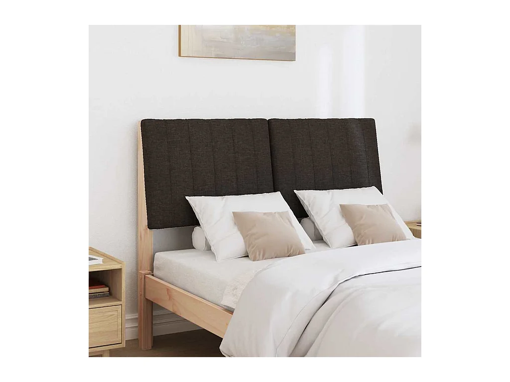 Cabeceira estofada Preto 120 cm Madeira de Pinheiro Sólida