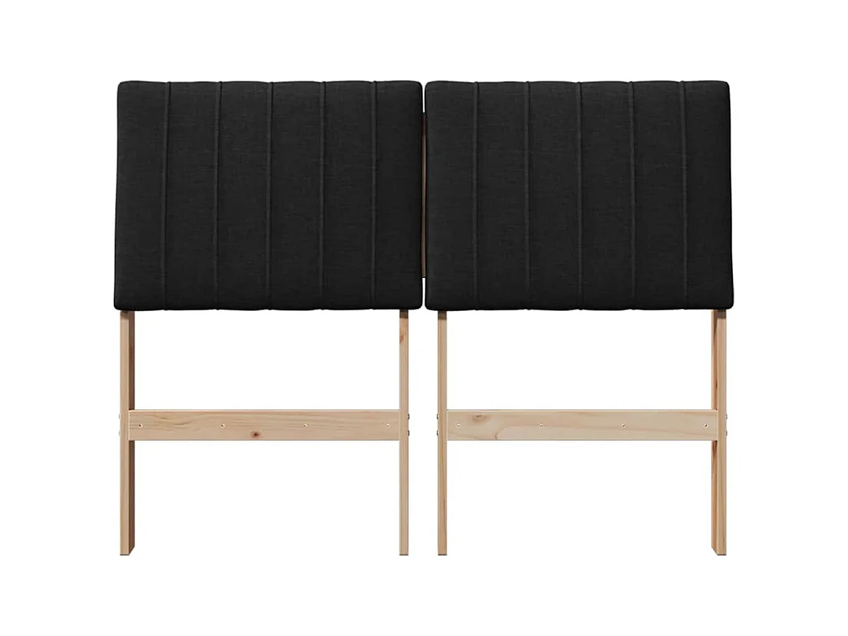 Cabeceira estofada Preto 120 cm Madeira de Pinheiro Sólida