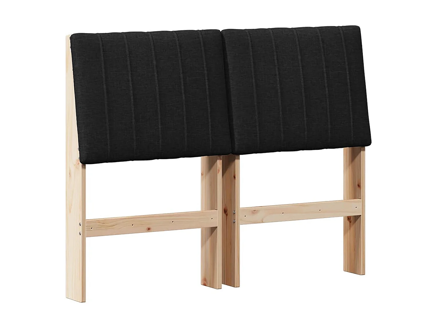 Cabeceira estofada Preto 120 cm Madeira de Pinheiro Sólida