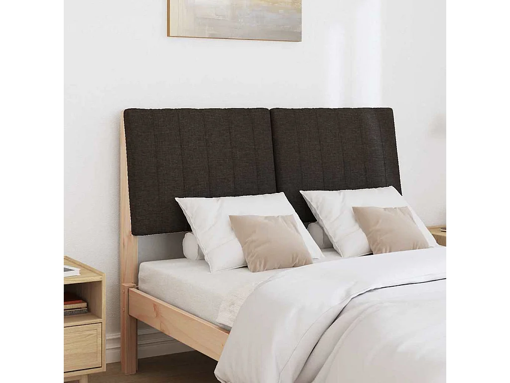 Cabeceira estofada Preto 120 cm Madeira de Pinheiro Sólida