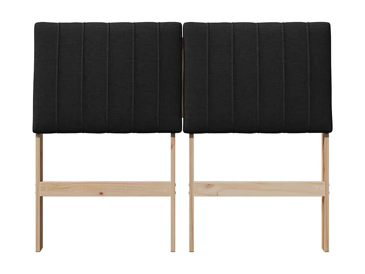 Cabeceira estofada Preto 120 cm Madeira de Pinheiro Sólida