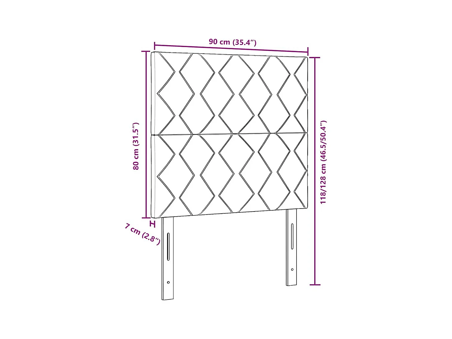 Cabecero de Tela Geométrico con cabecera Taupé 90 cm tela