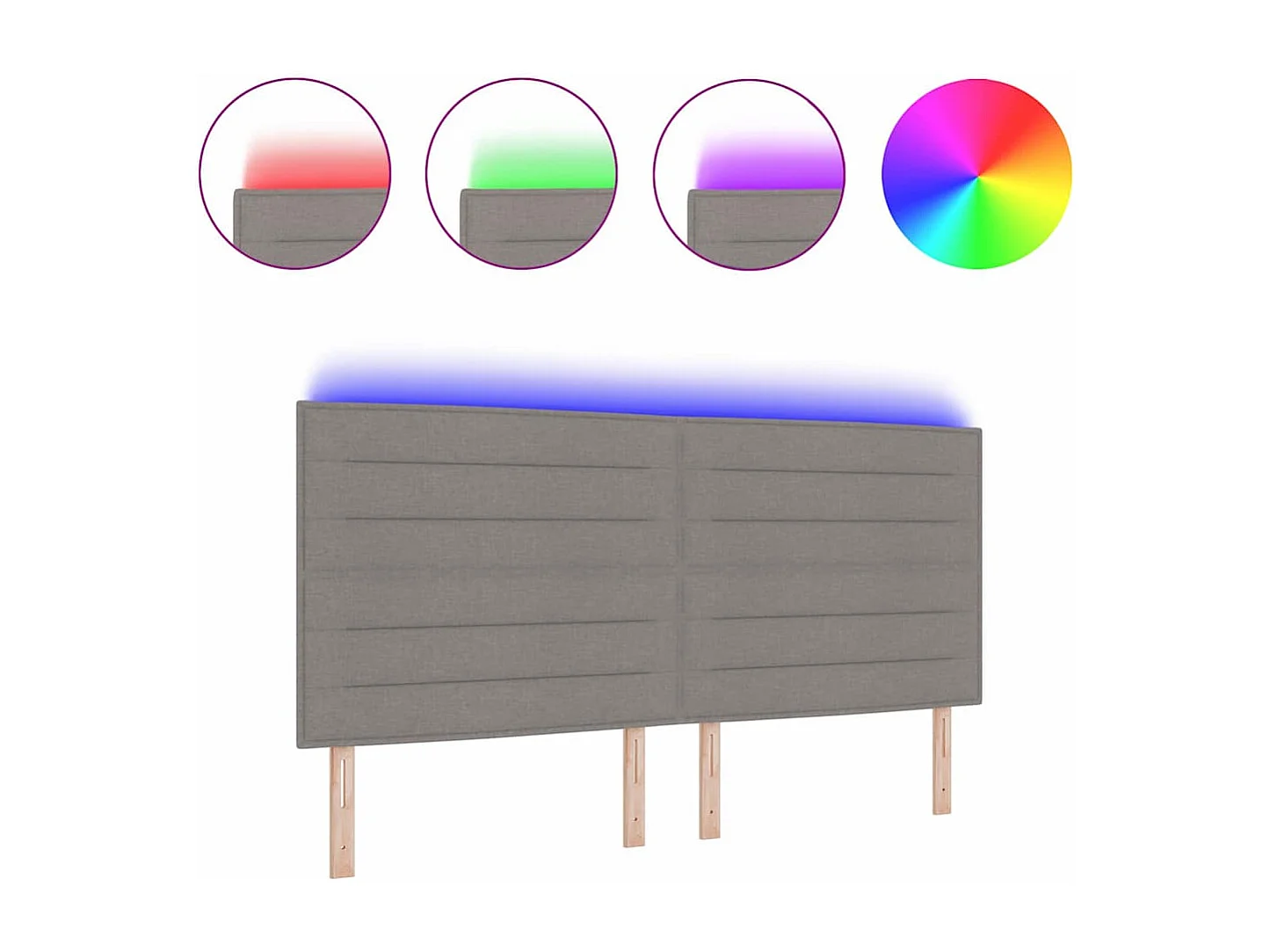 Cabecero LED con luces de tiras LED Manual Taupé 200 cm tela