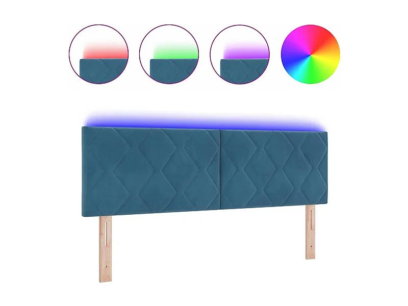 Cabecero LED Geométrico Manual Azul oscuro 160 cm Terciopelo