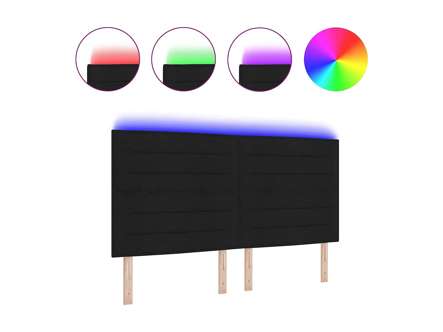 Tête de lit LED avec des lumières à LED Noir 180 cm tissu