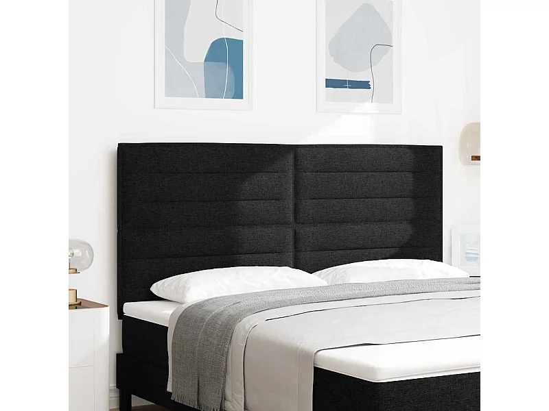 Tête de lit LED avec des lumières à LED Noir 180 cm tissu