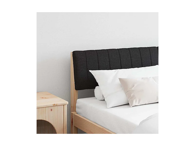 Cabeceira estofada Preto 160 cm Madeira de Pinheiro Sólida
