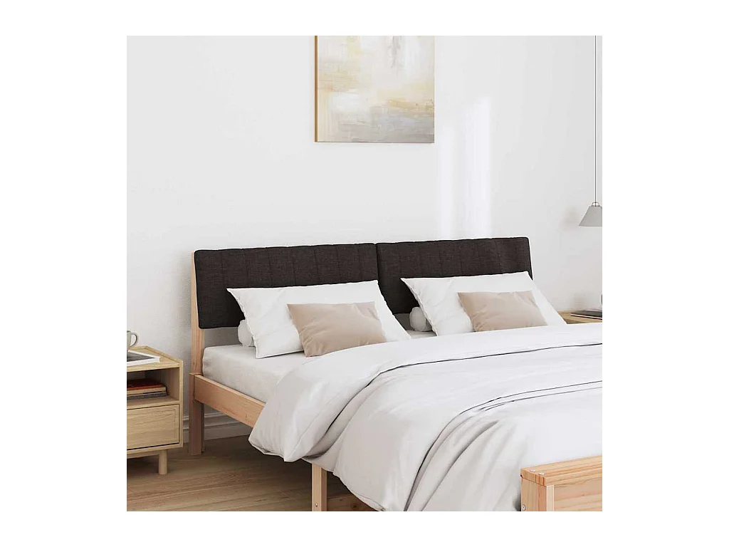 Cabeceira estofada Preto 160 cm Madeira de Pinheiro Sólida