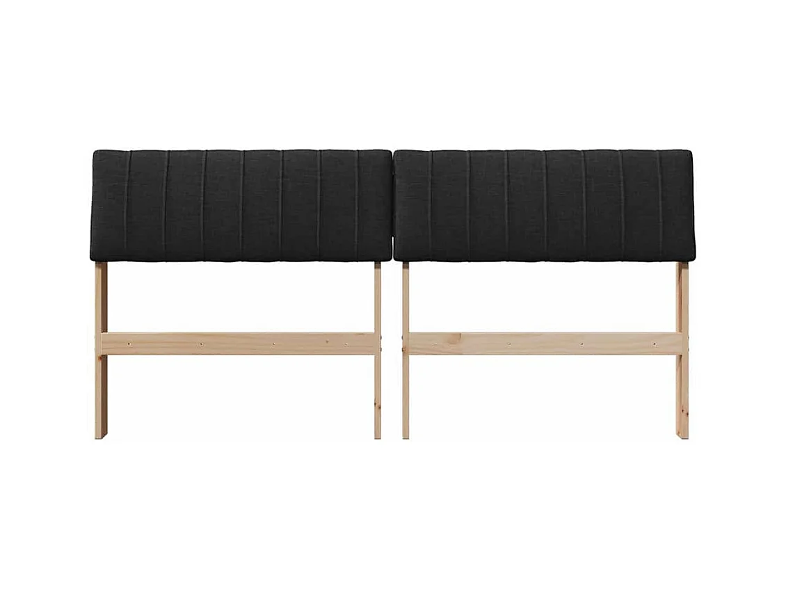 Cabeceira estofada Preto 160 cm Madeira de Pinheiro Sólida