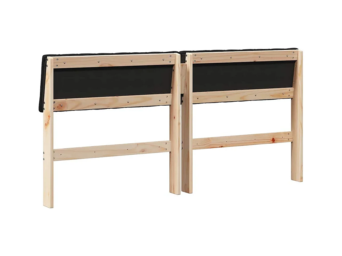 Cabeceira estofada Preto 160 cm Madeira de Pinheiro Sólida