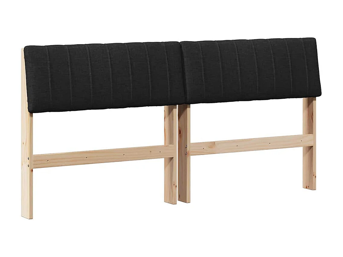 Cabeceira estofada Preto 160 cm Madeira de Pinheiro Sólida