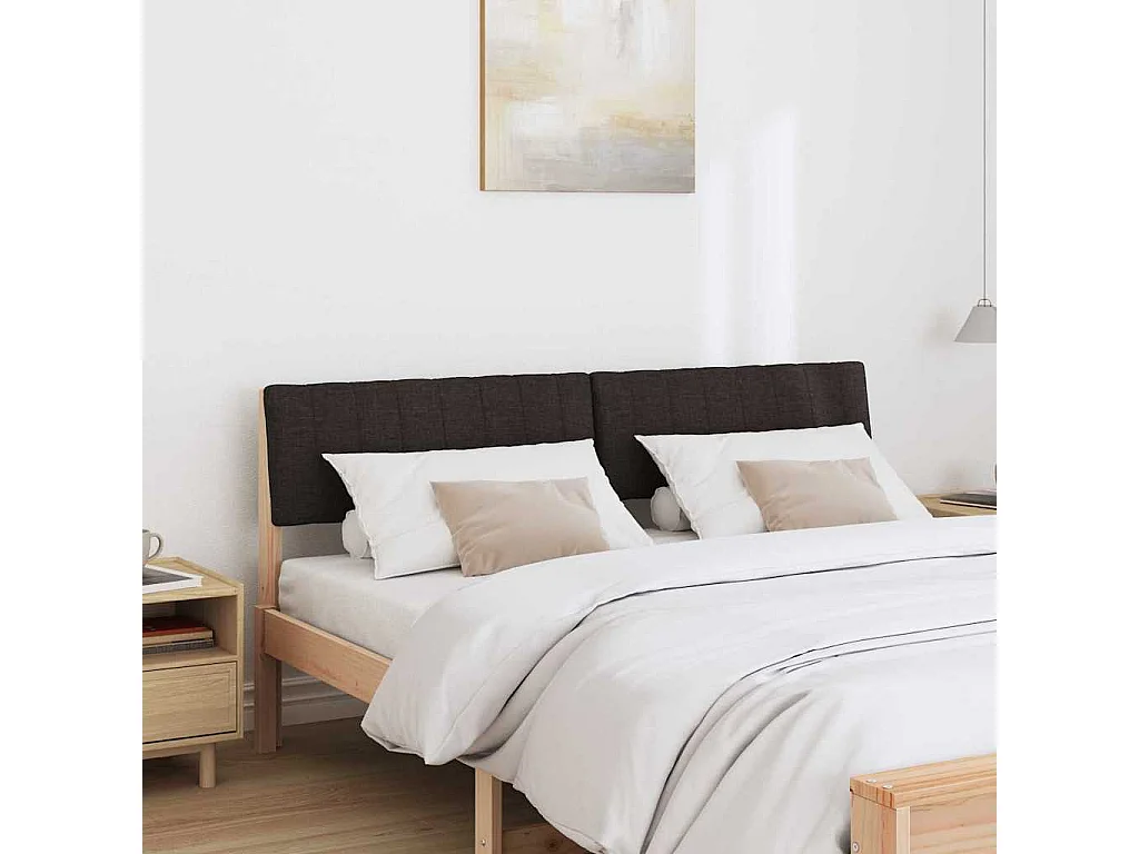 Cabeceira estofada Preto 160 cm Madeira de Pinheiro Sólida