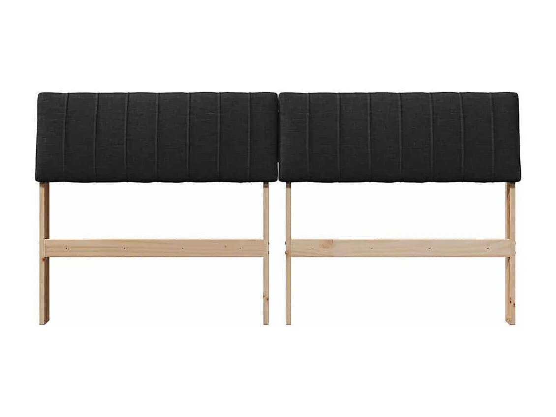 Cabeceira estofada Preto 160 cm Madeira de Pinheiro Sólida