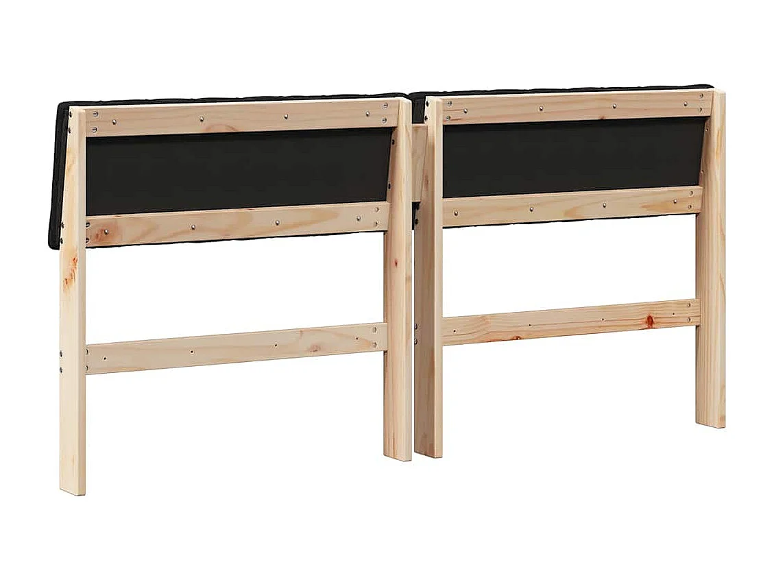 Cabeceira estofada Preto 160 cm Madeira de Pinheiro Sólida