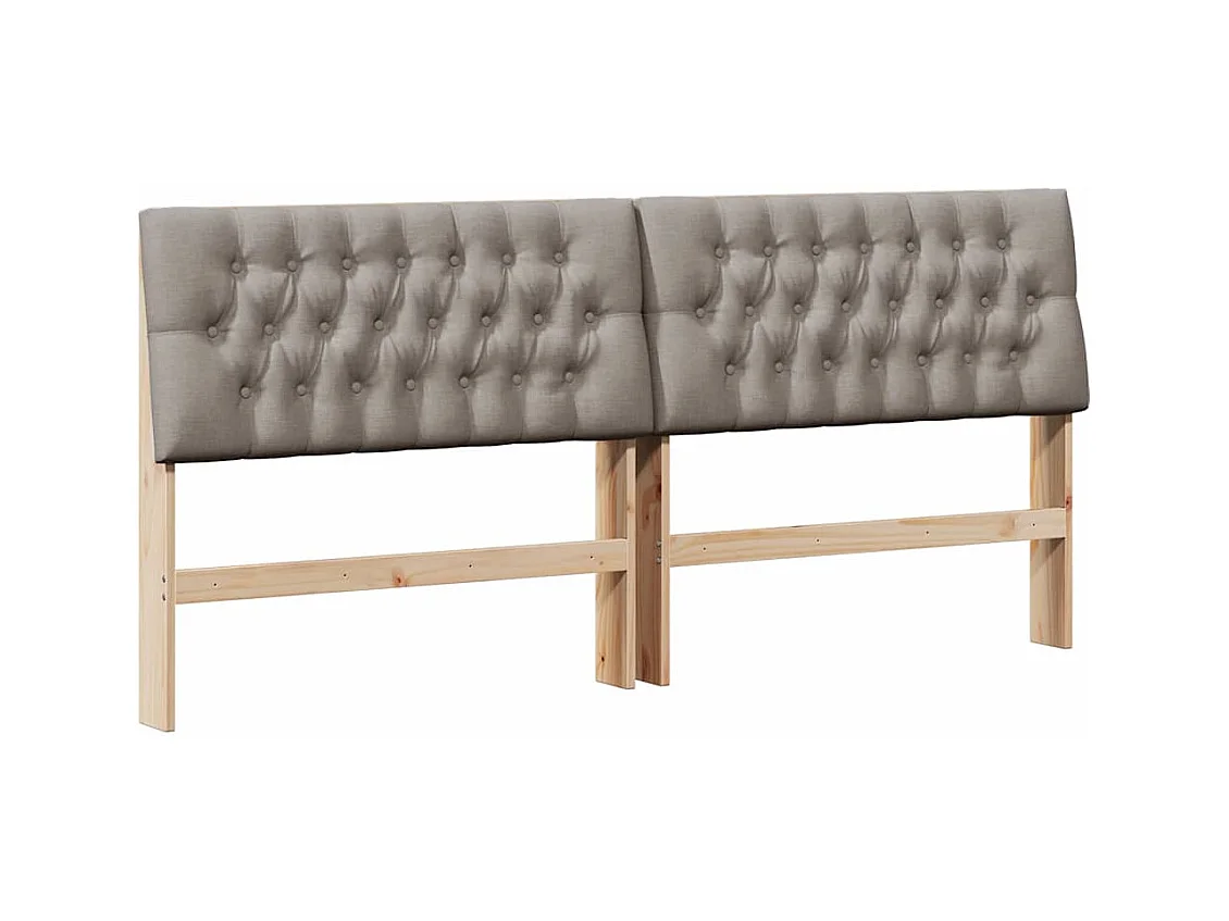Tête de lit capitonnée Taupe 200 cm Pin massif