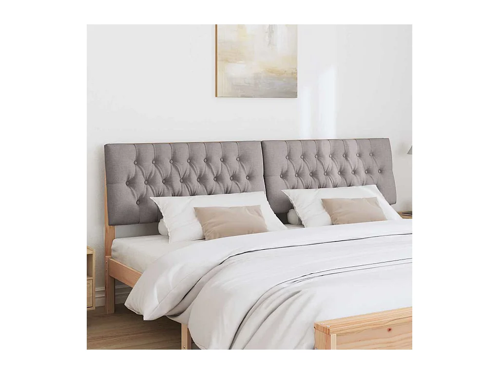 Tête de lit capitonnée Taupe 200 cm Pin massif
