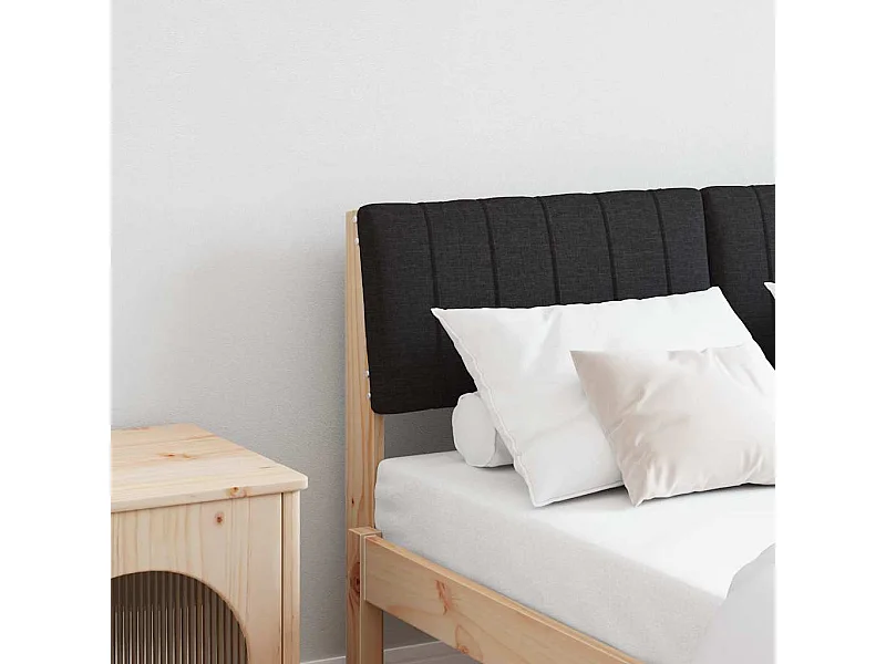 Cabecero tapizado Negro 120 cm Madera de pino macizo