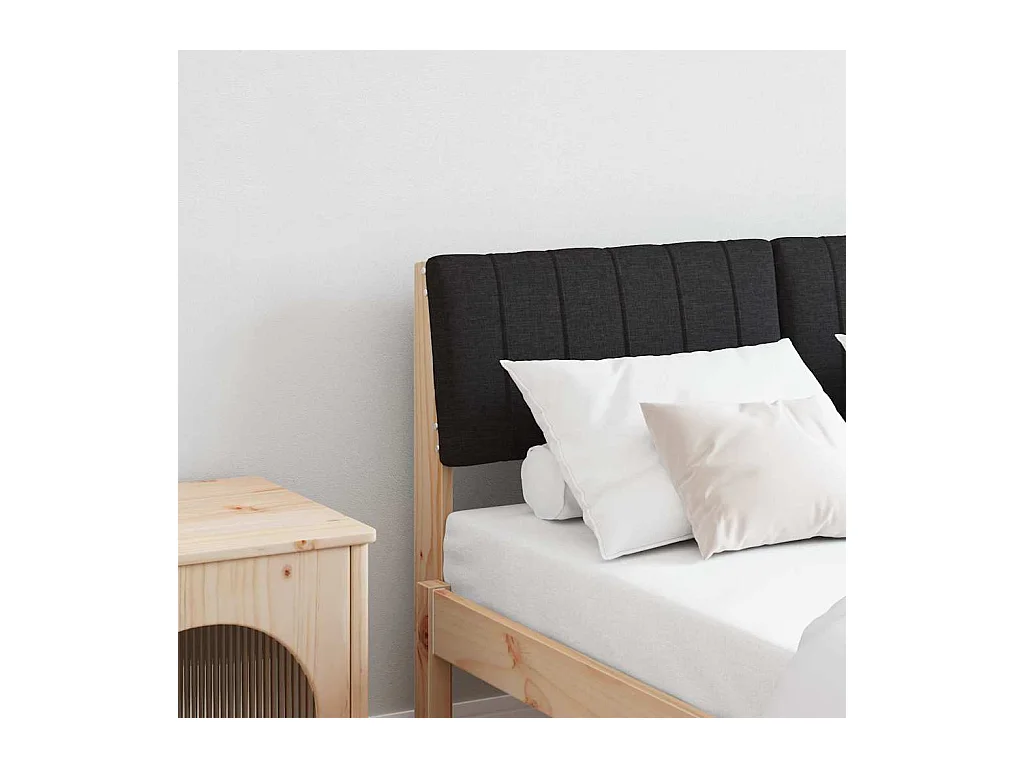Cabecero tapizado Negro 120 cm Madera de pino macizo