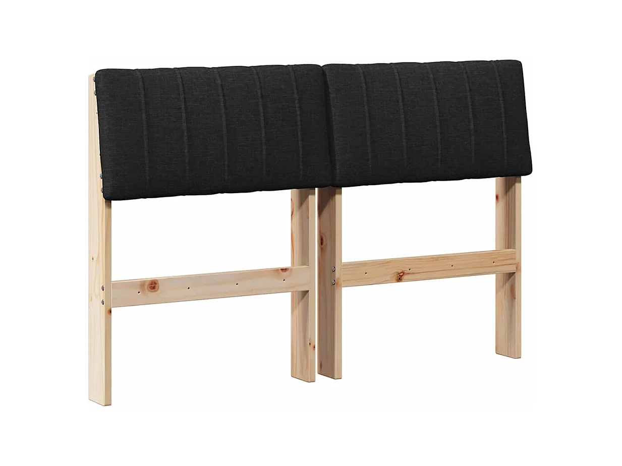 Cabecero tapizado Negro 120 cm Madera de pino macizo