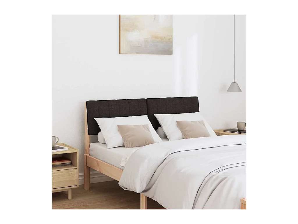 Cabecero tapizado Negro 120 cm Madera de pino macizo