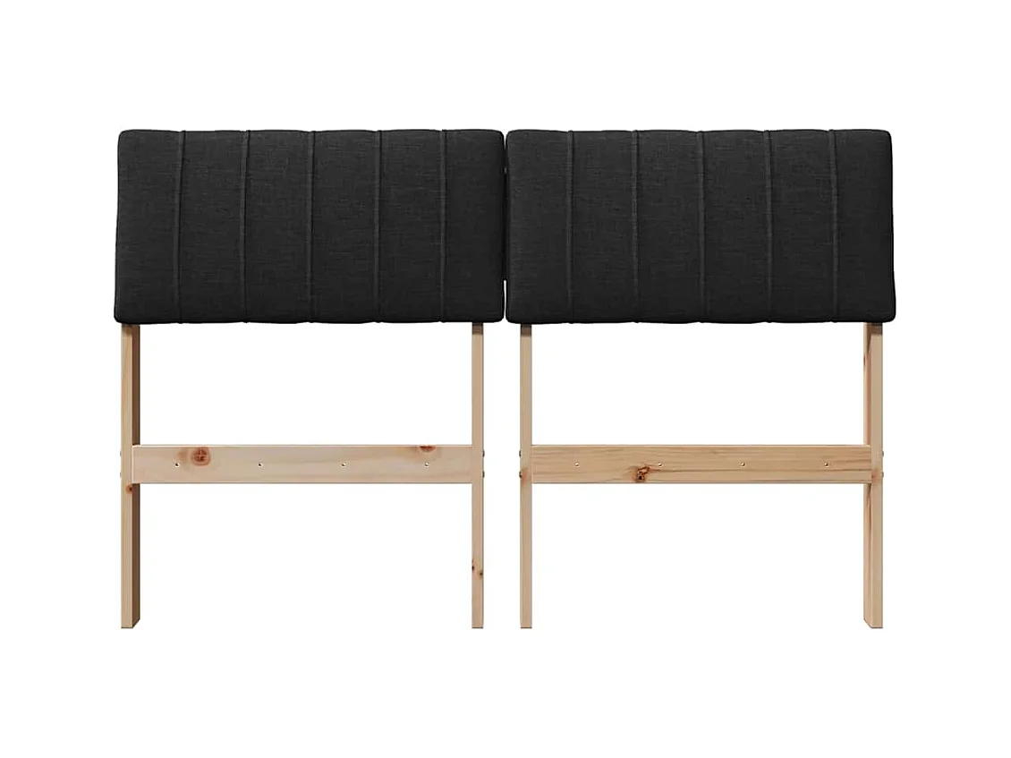 Cabecero tapizado Negro 120 cm Madera de pino macizo