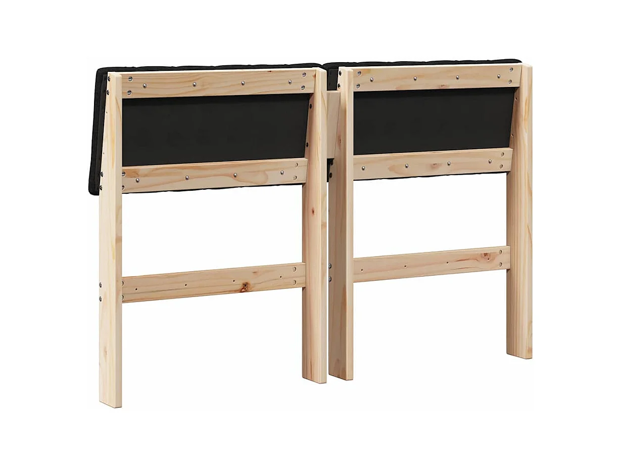 Cabecero tapizado Negro 120 cm Madera de pino macizo