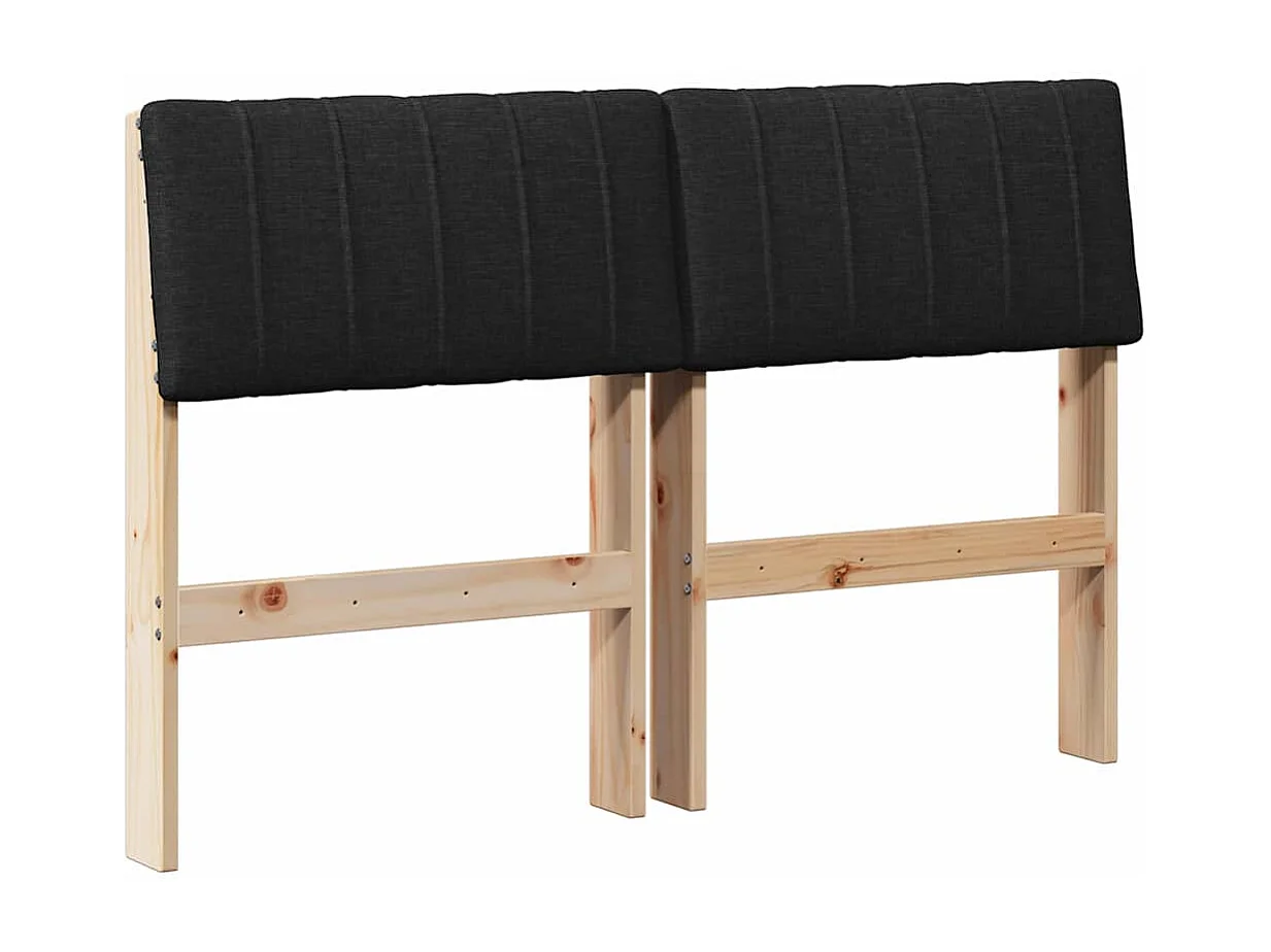 Cabeceira estofada Preto 120 cm Madeira de Pinheiro Sólida