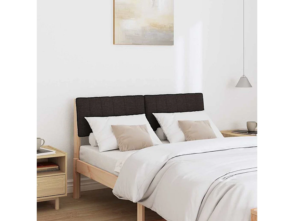 Cabeceira estofada Preto 120 cm Madeira de Pinheiro Sólida