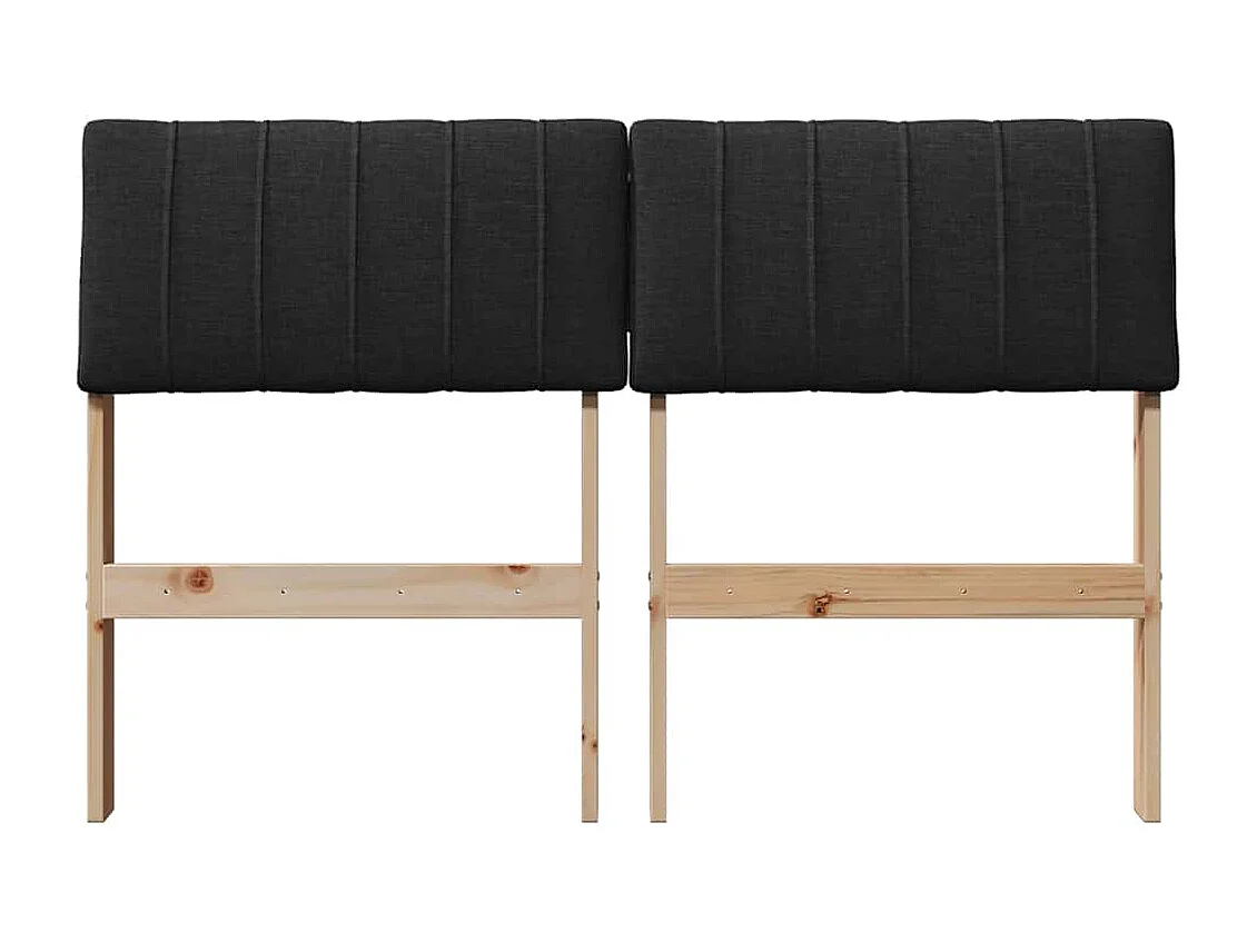 Cabeceira estofada Preto 120 cm Madeira de Pinheiro Sólida