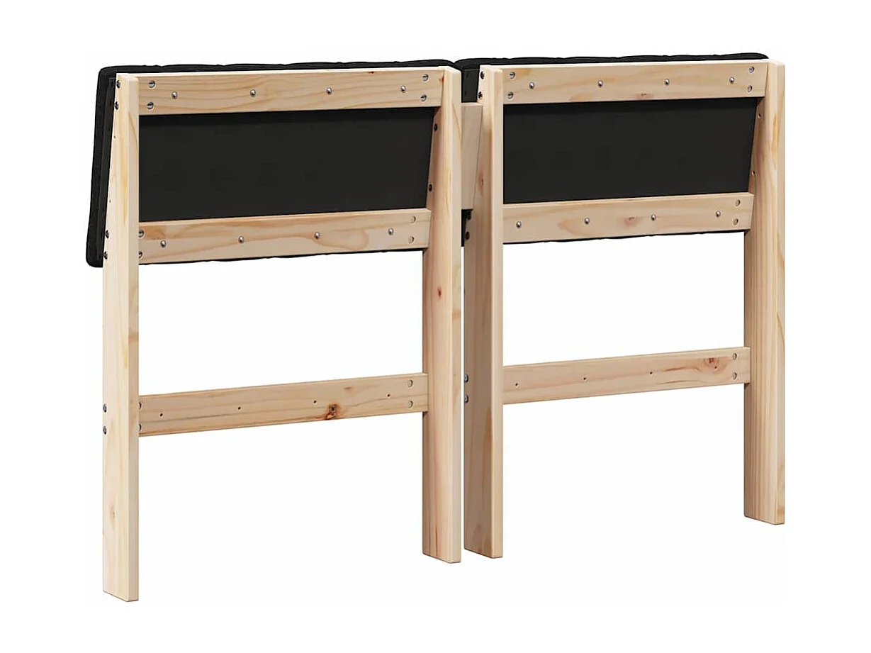 Cabeceira estofada Preto 120 cm Madeira de Pinheiro Sólida