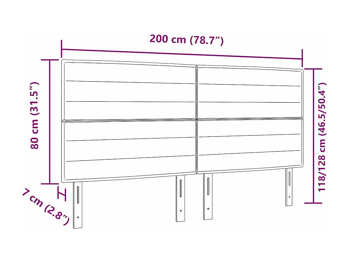 Tête de lit Hauteur réglable Manuel Marron foncé 200 cm tissu