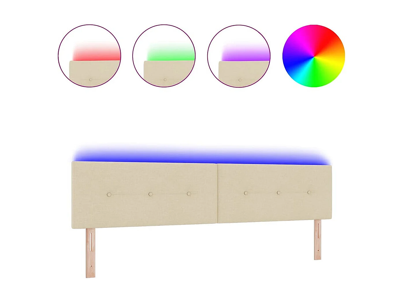 Tête de Lit LED avec des lumières à LED Crème 200 cm tissu