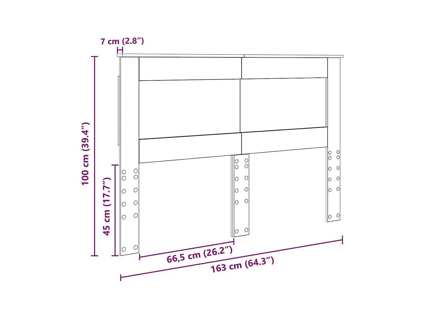 Cabeceira com cabeceira Branco 160 cm Madeira processada