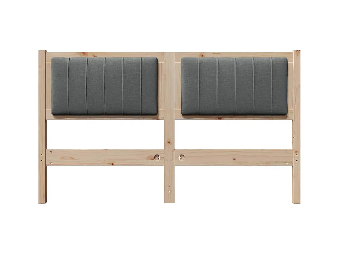 Cabecero tapizado Marrón 135 cm Madera de Pino Sólido y Tela