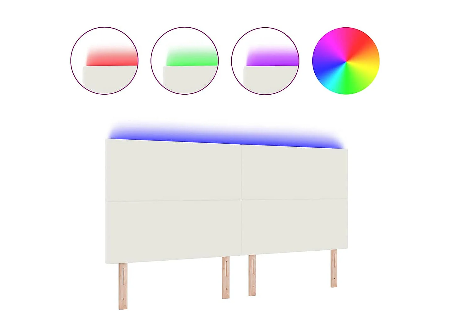 Tête de lit LED avec des lumières à LED Crème 200 cm tissu