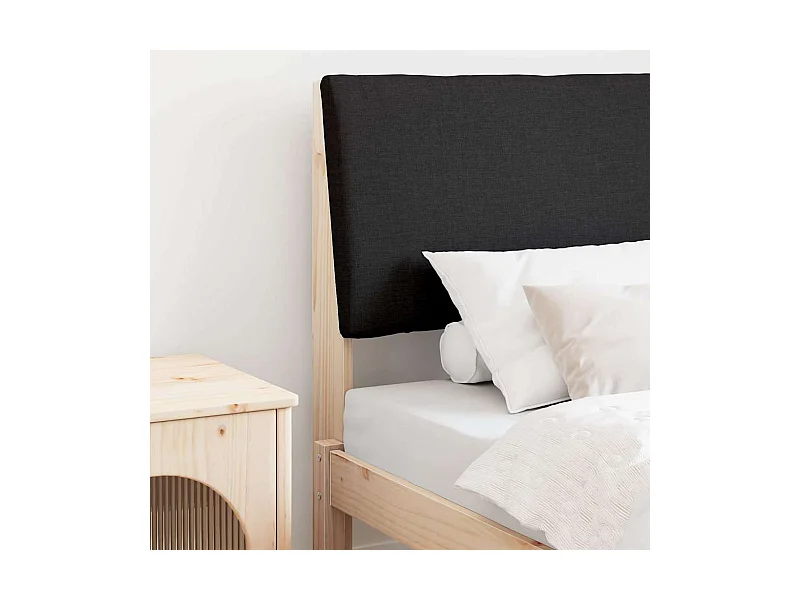 Cabecero tapizado Negro 75 cm Madera de pino macizo