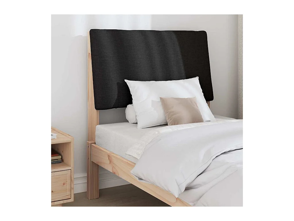 Cabecero tapizado Negro 75 cm Madera de pino macizo