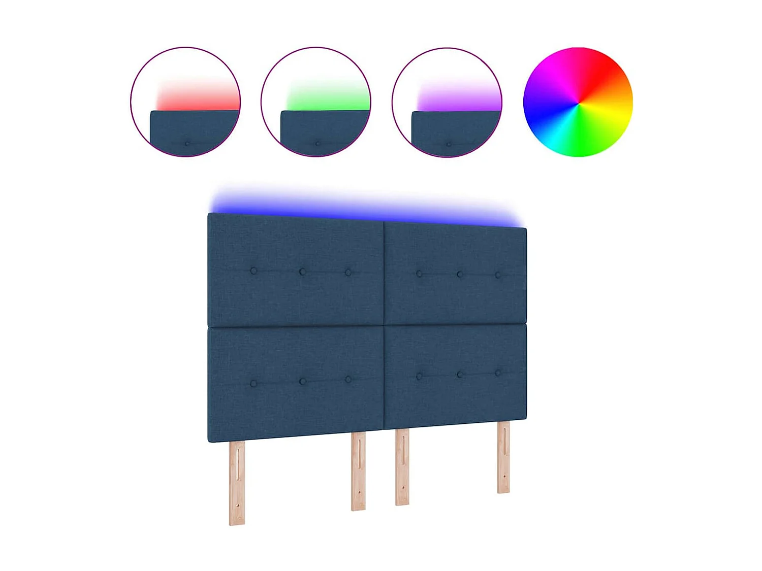 Tête de Lit LED avec des lumières à LED Bleu 144 cm tissu