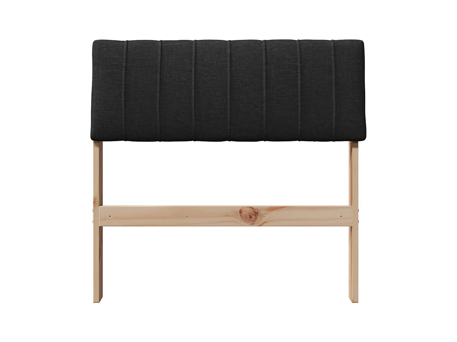 Cabeceira estofada Preto 75 cm Madeira de Pinheiro Sólida
