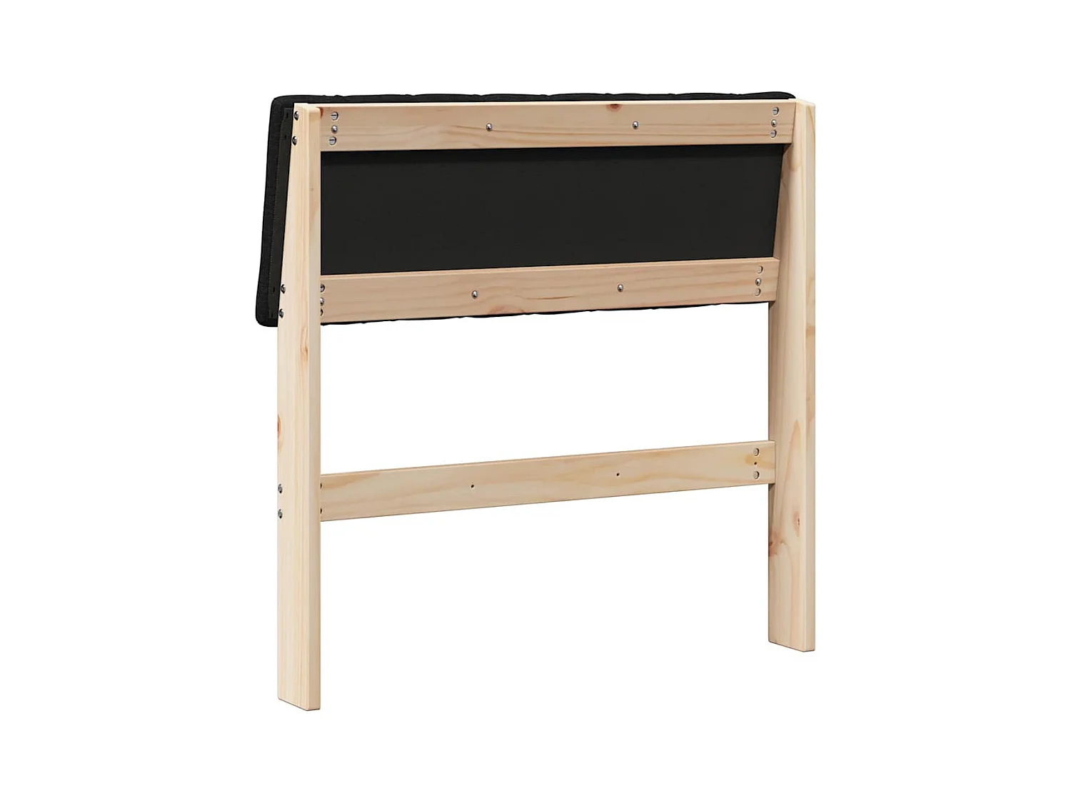 Cabeceira estofada Preto 75 cm Madeira de Pinheiro Sólida