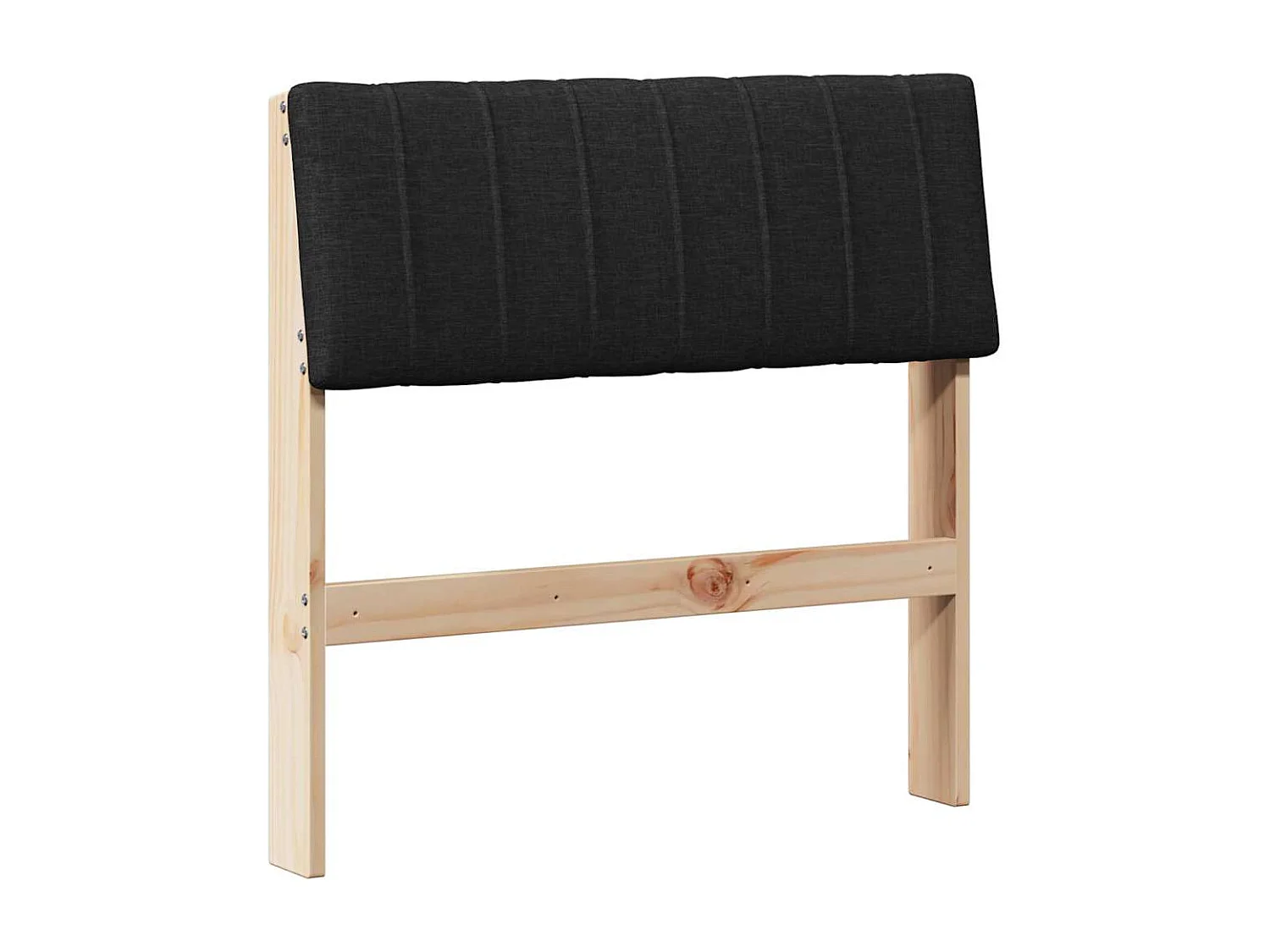 Cabeceira estofada Preto 75 cm Madeira de Pinheiro Sólida