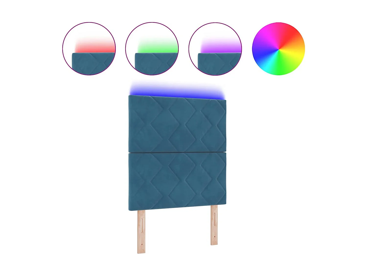 Cabecero LED Geométrico Manual Azul oscuro 80 cm Terciopelo