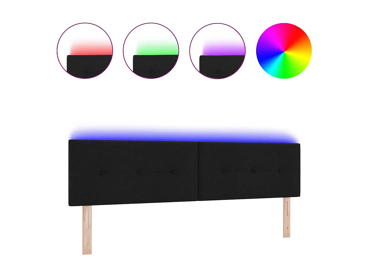 Tête de Lit LED avec des lumières à LED Noir 180 cm tissu