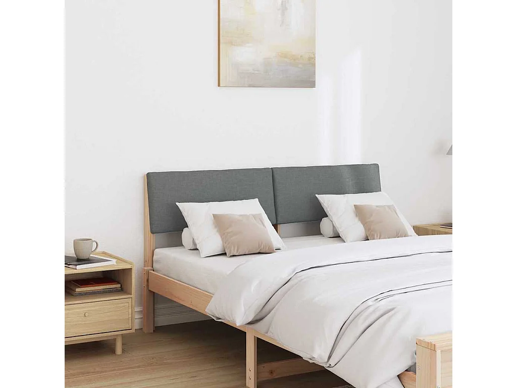 Tête de lit capitonnée Gris foncé 135 cm Pin massif
