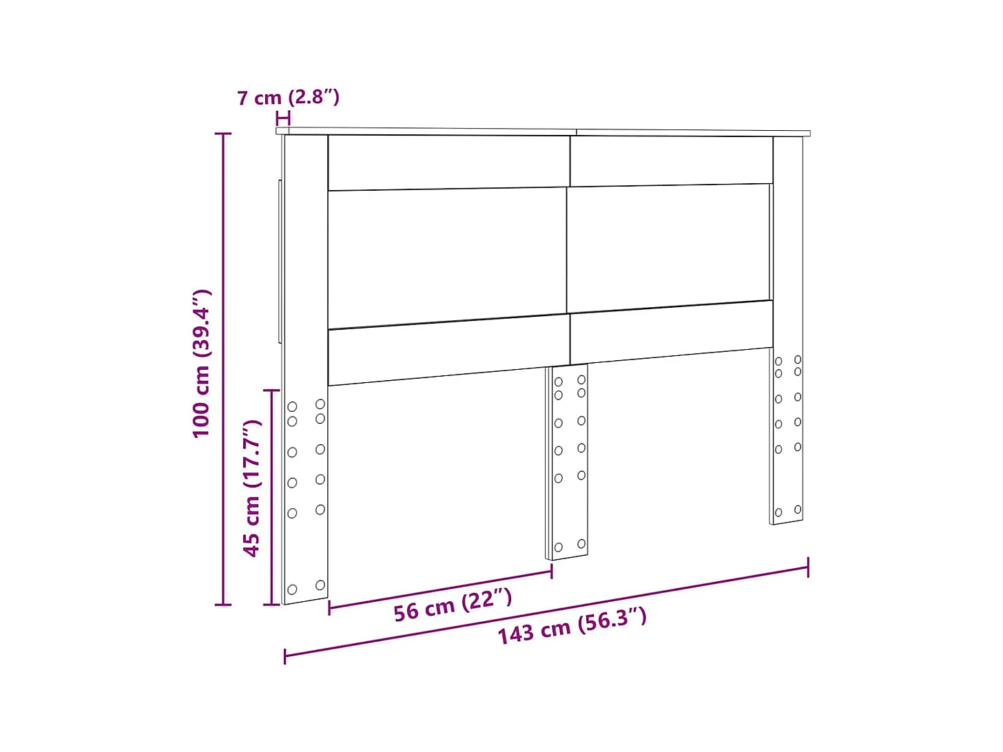 Cabeceira com cabeceira Branco 140 cm Madeira processada