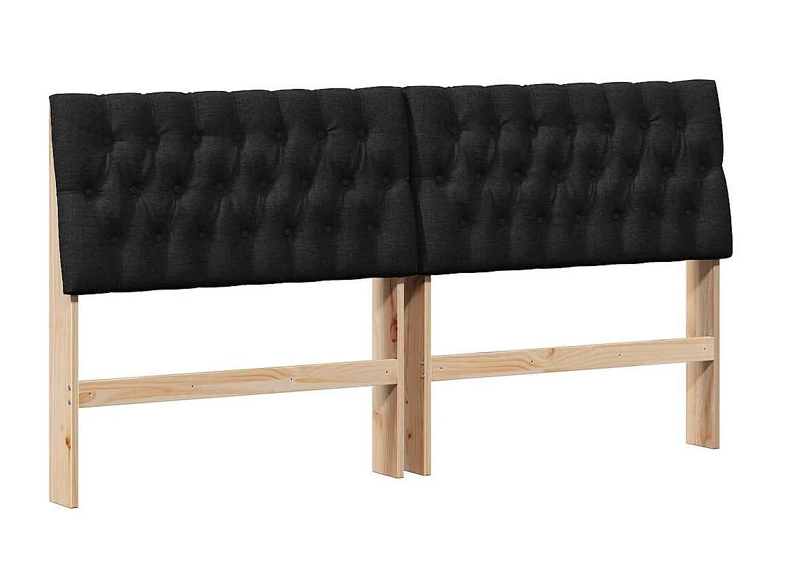 Gestoffeerd hoofdbord Zwart 180 cm Massief grenenhout