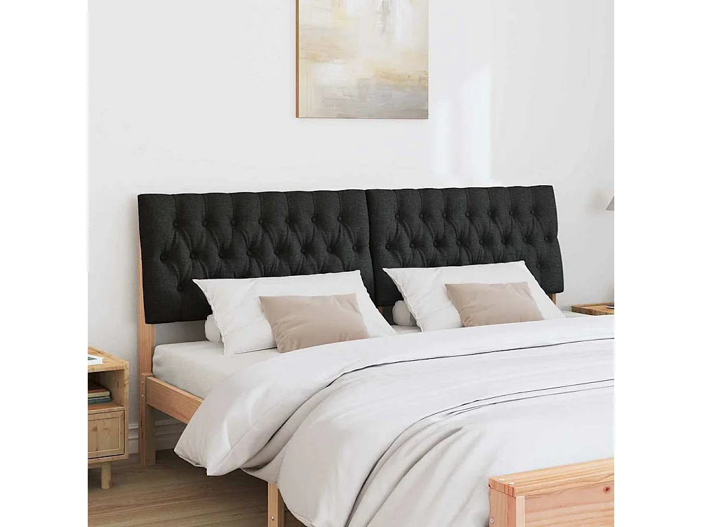 Gestoffeerd hoofdbord Zwart 180 cm Massief grenenhout