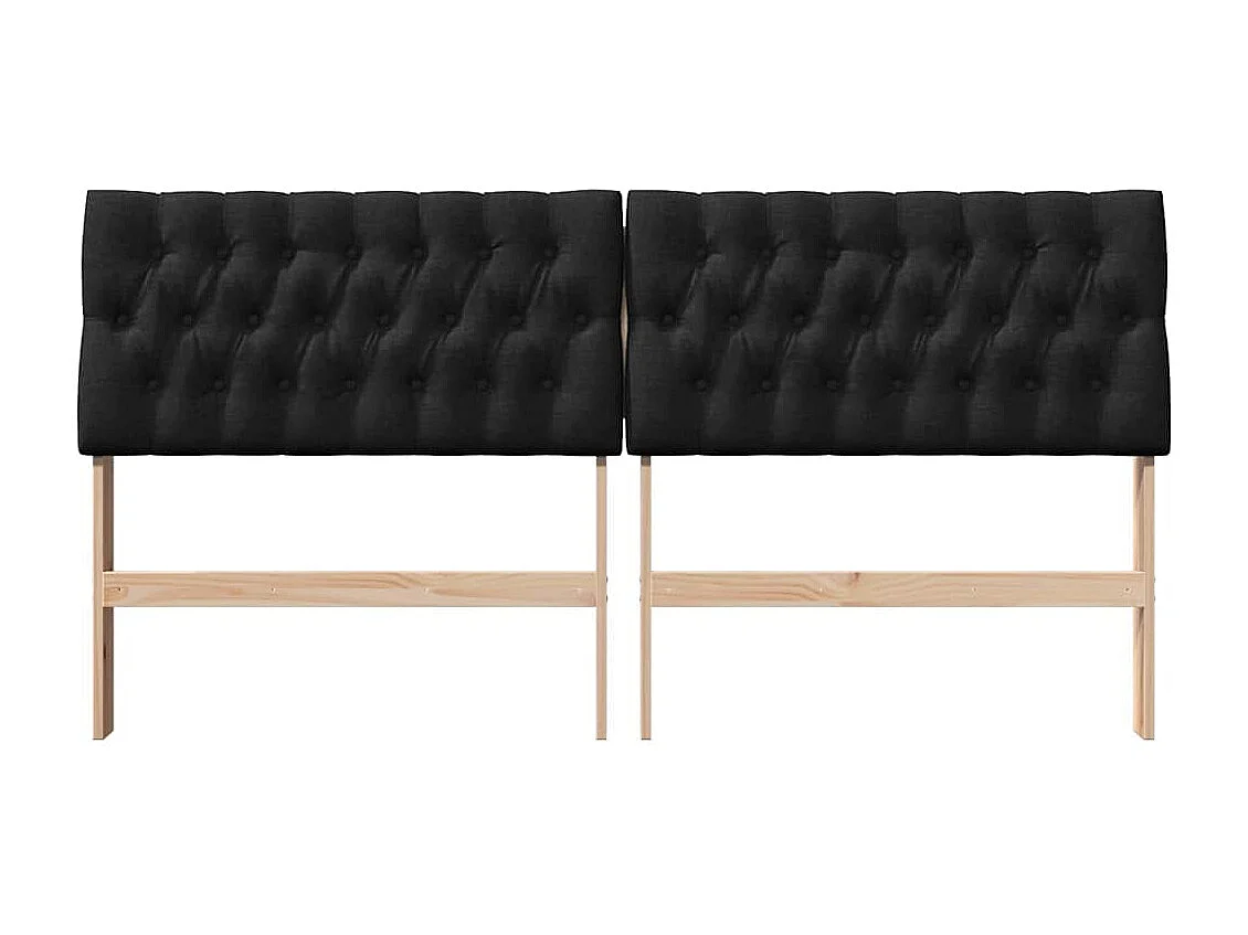 Gestoffeerd hoofdbord Zwart 180 cm Massief grenenhout