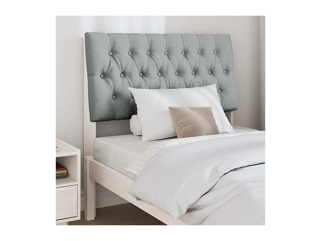 Tête de lit capitonnée Gris clair 90 cm Pin massif